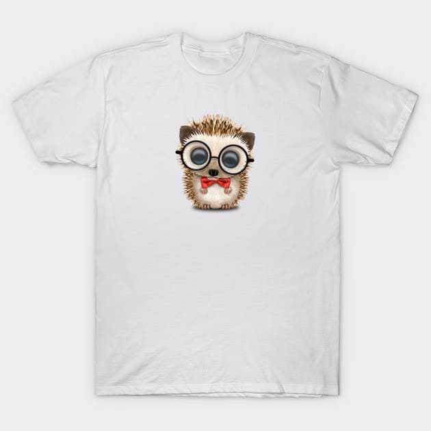 Cute Nerdy Hedgehog Wearing Glasses and Bow Tie T-Shirt by jeffbartels